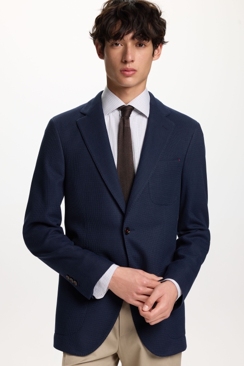 TEXTURED COTTON KNIT RELAXED FIT BLAZER