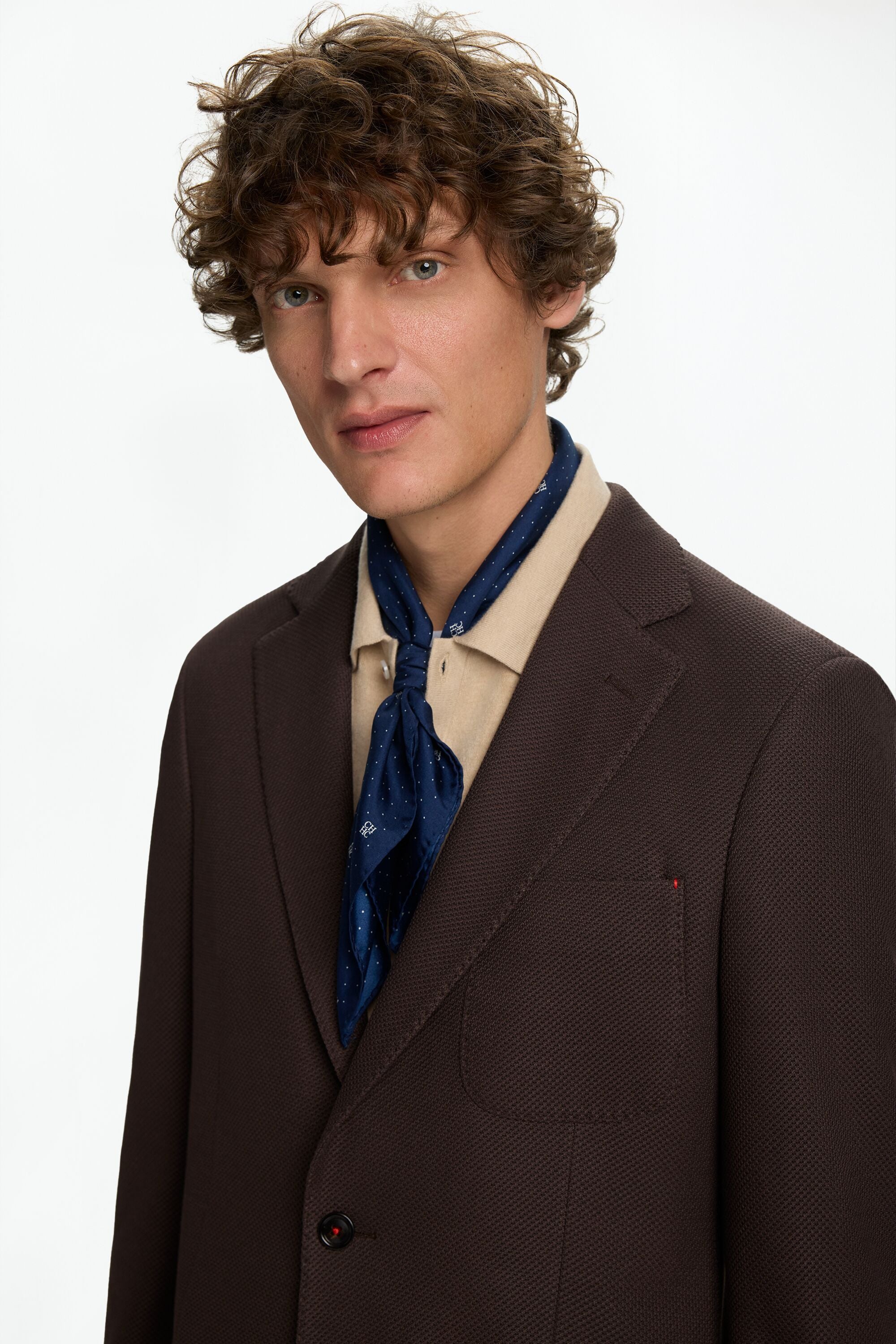 Textured Cotton Knit Relaxed Fit Blazer brown - CH Carolina