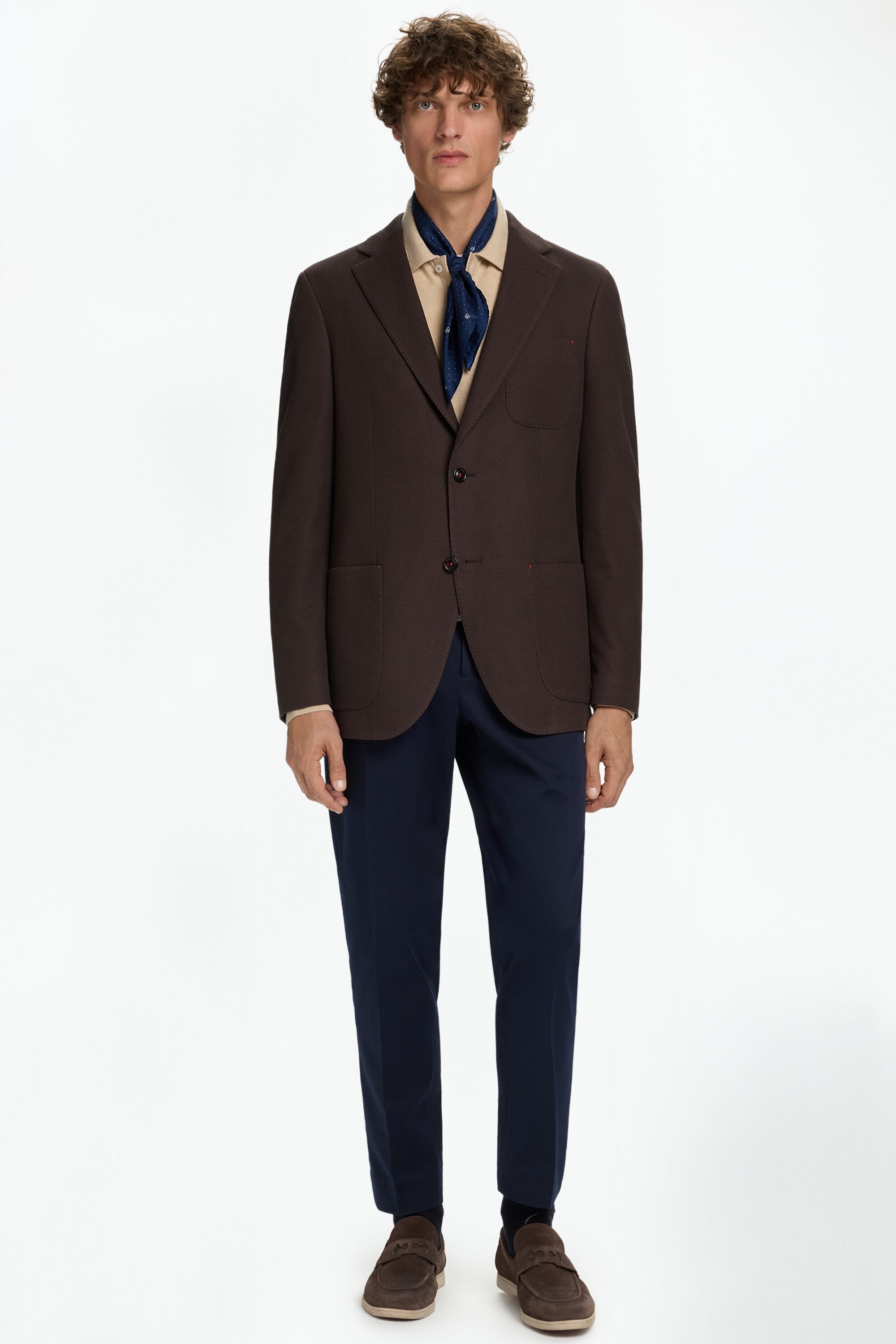 Textured Cotton Knit Relaxed Fit Blazer brown - CH Carolina