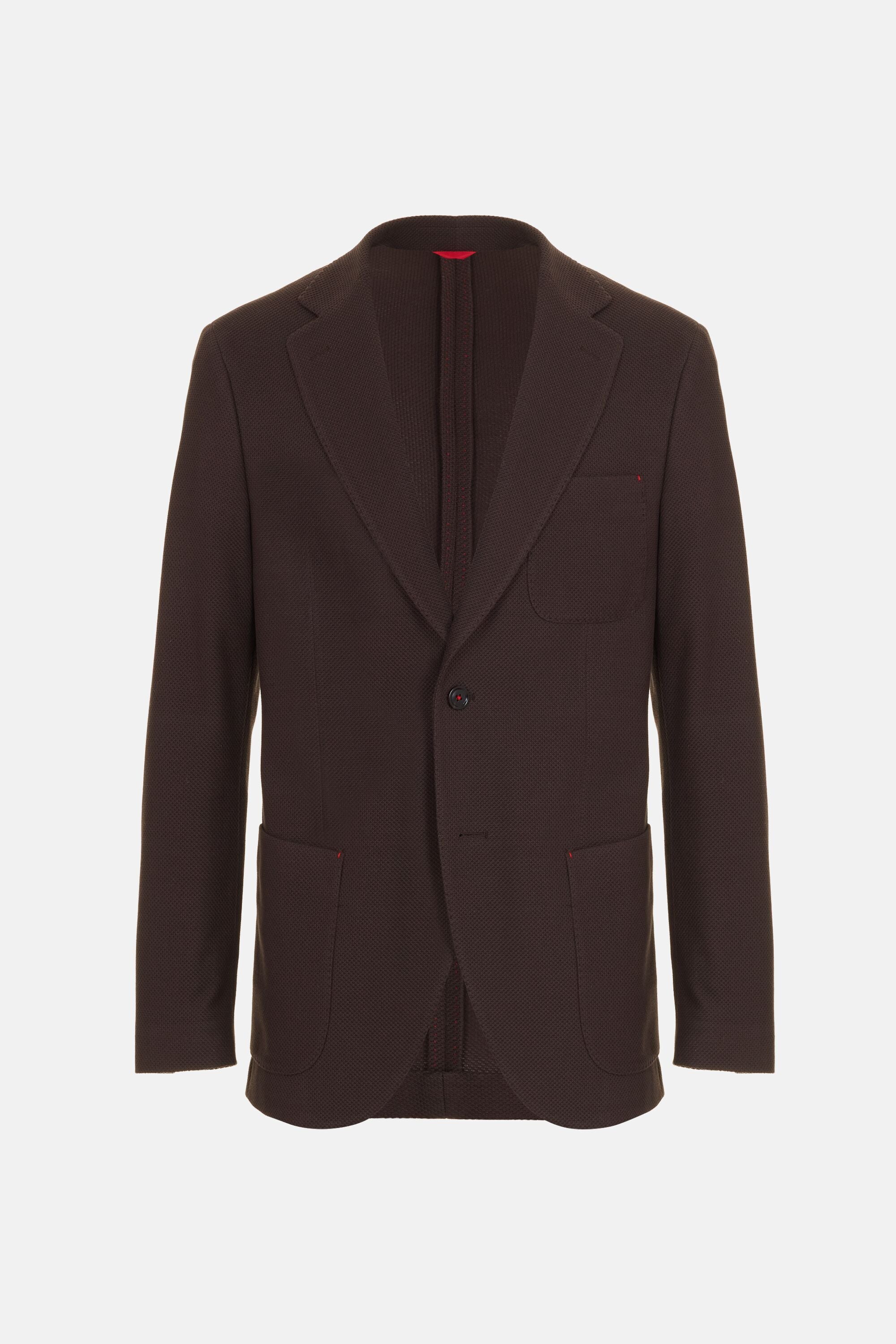 Textured Cotton Knit Relaxed Fit Blazer brown - CH Carolina