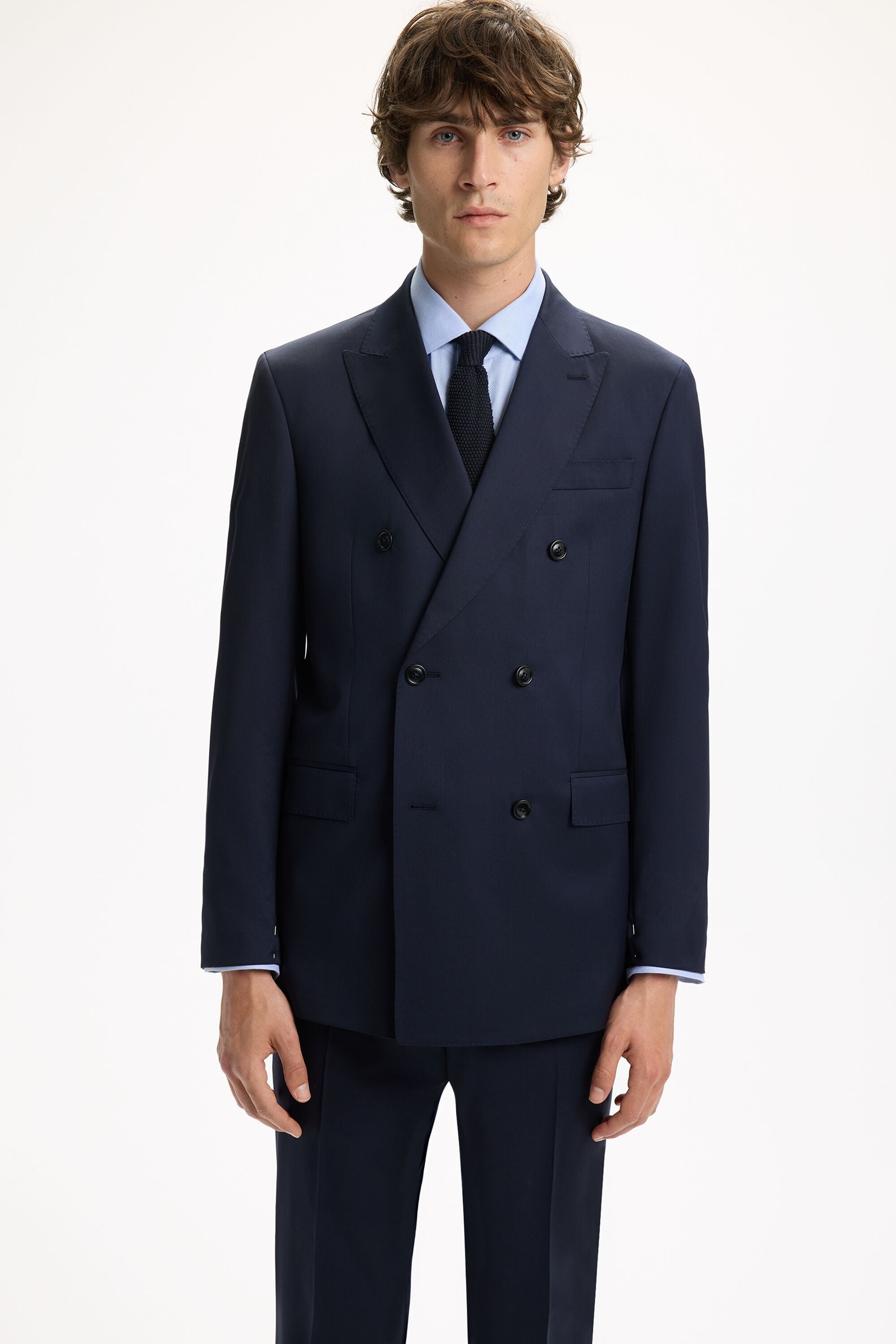 Wool Twill Double-Breasted Classic Fit Suit Jacket navy - CH