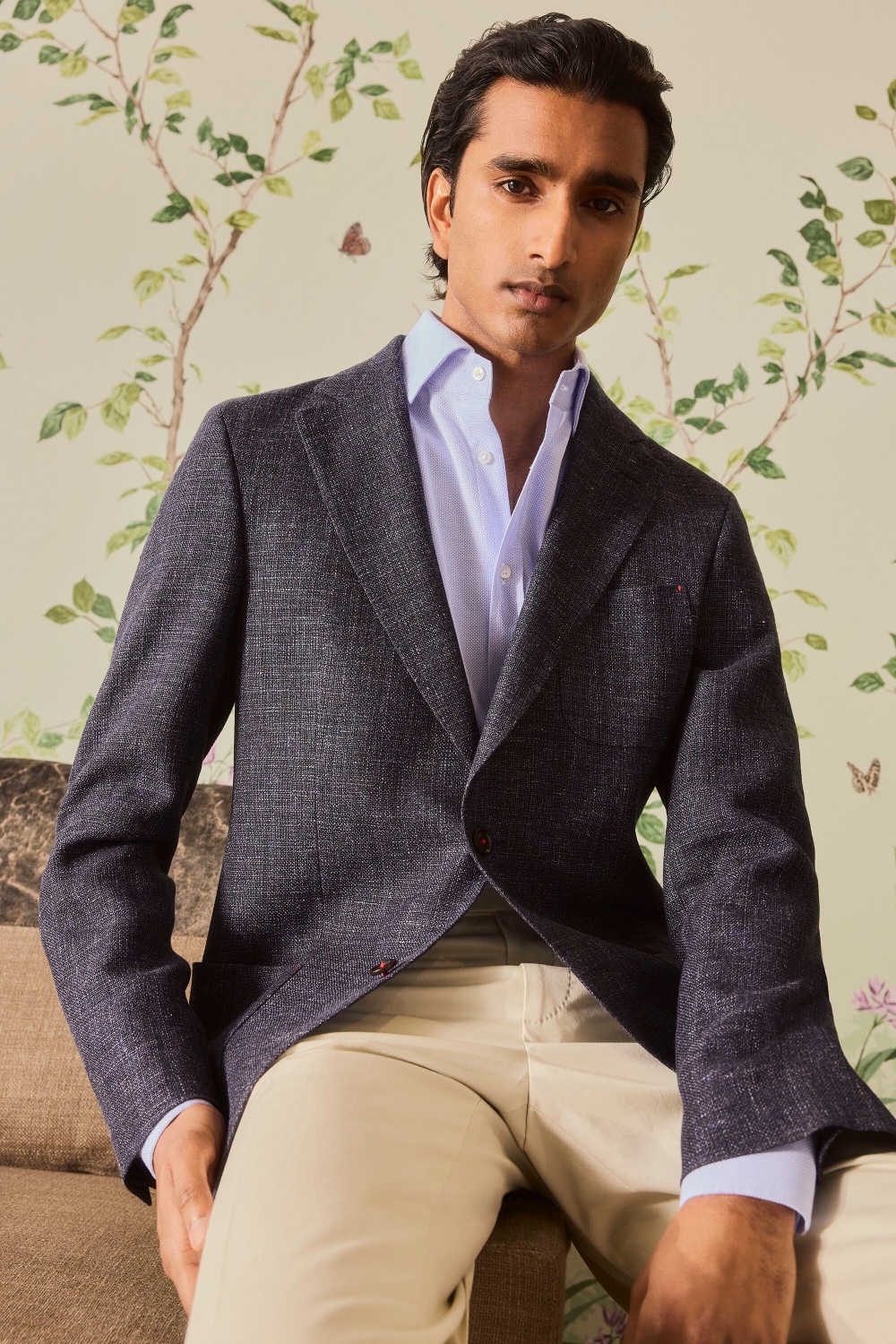 CHAQUETA RELAXED FIT DE FALSO LISO DE LINO