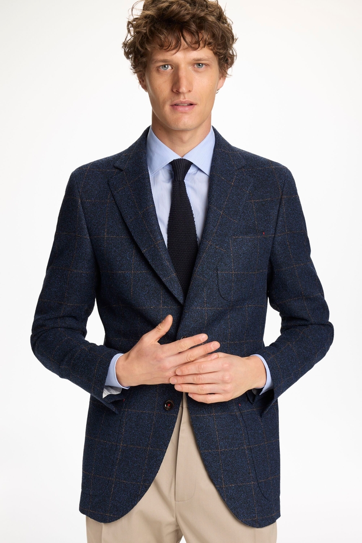 Windowpane Check Cotton Relaxed Fit Blazer