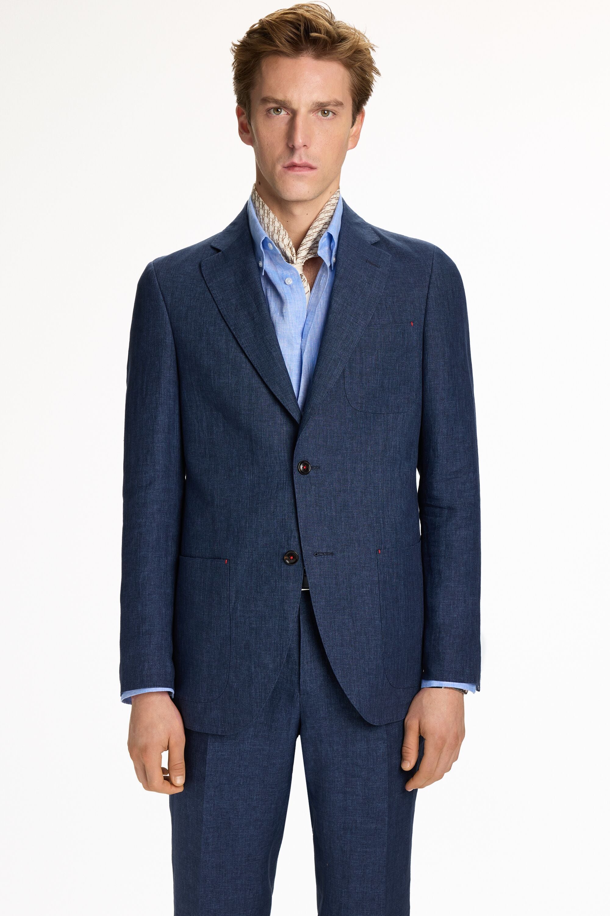 Linen Relaxed Fit Suit Jacket ink blue - CH Carolina Herrera France