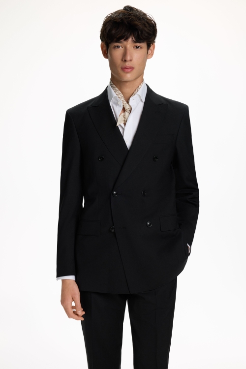 WOOL TWILL DOUBLE-BREASTED CLASSIC FIT SUIT JACKET