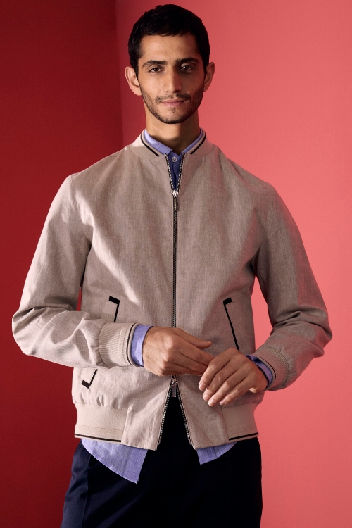 TECHNICAL LINEN BOMBER JACKET