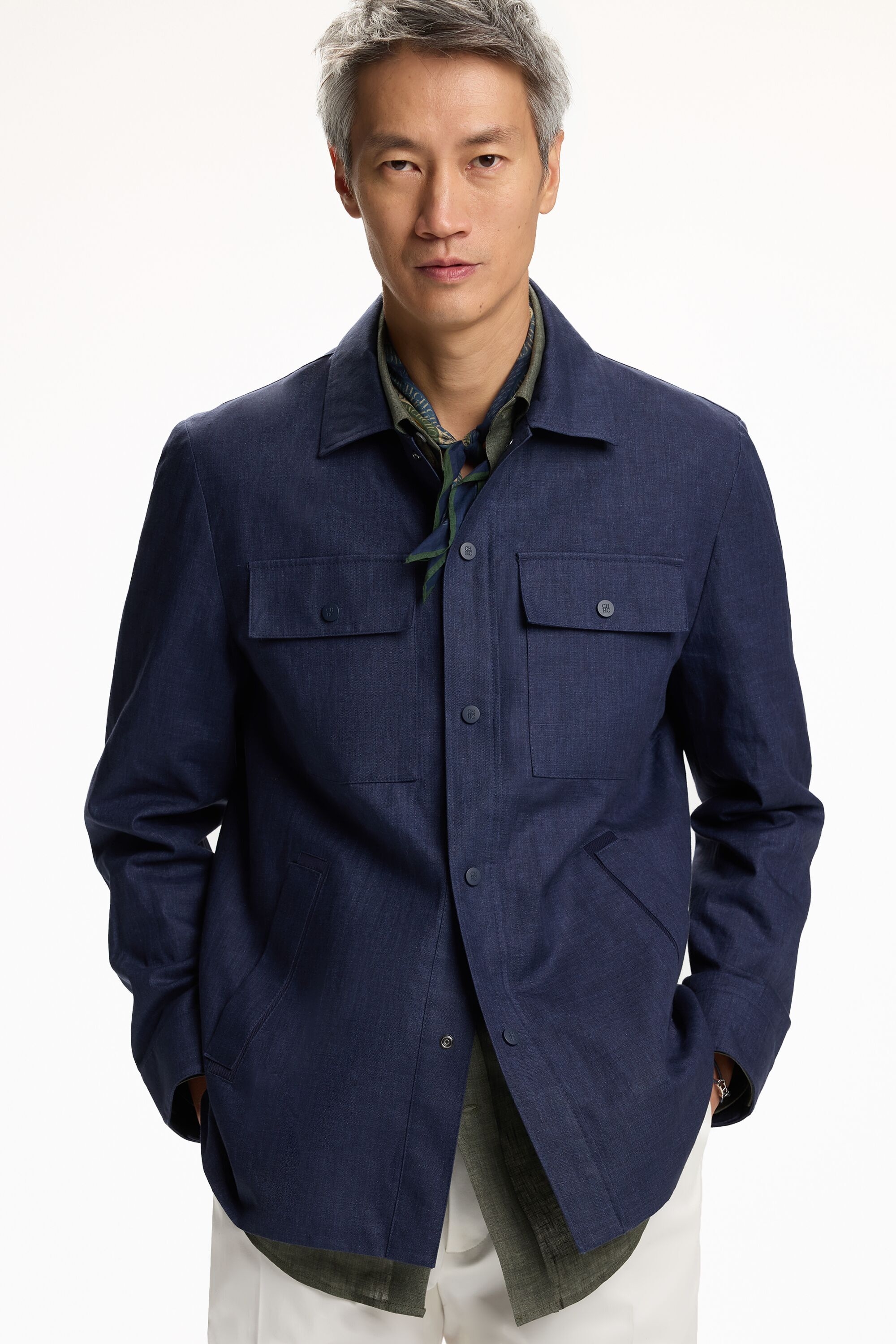 Technical Linen Overshirt - INK BLUE