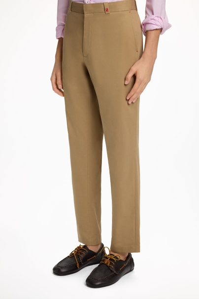Cotton Micro Twill Regular Fit Chinos - CAMEL