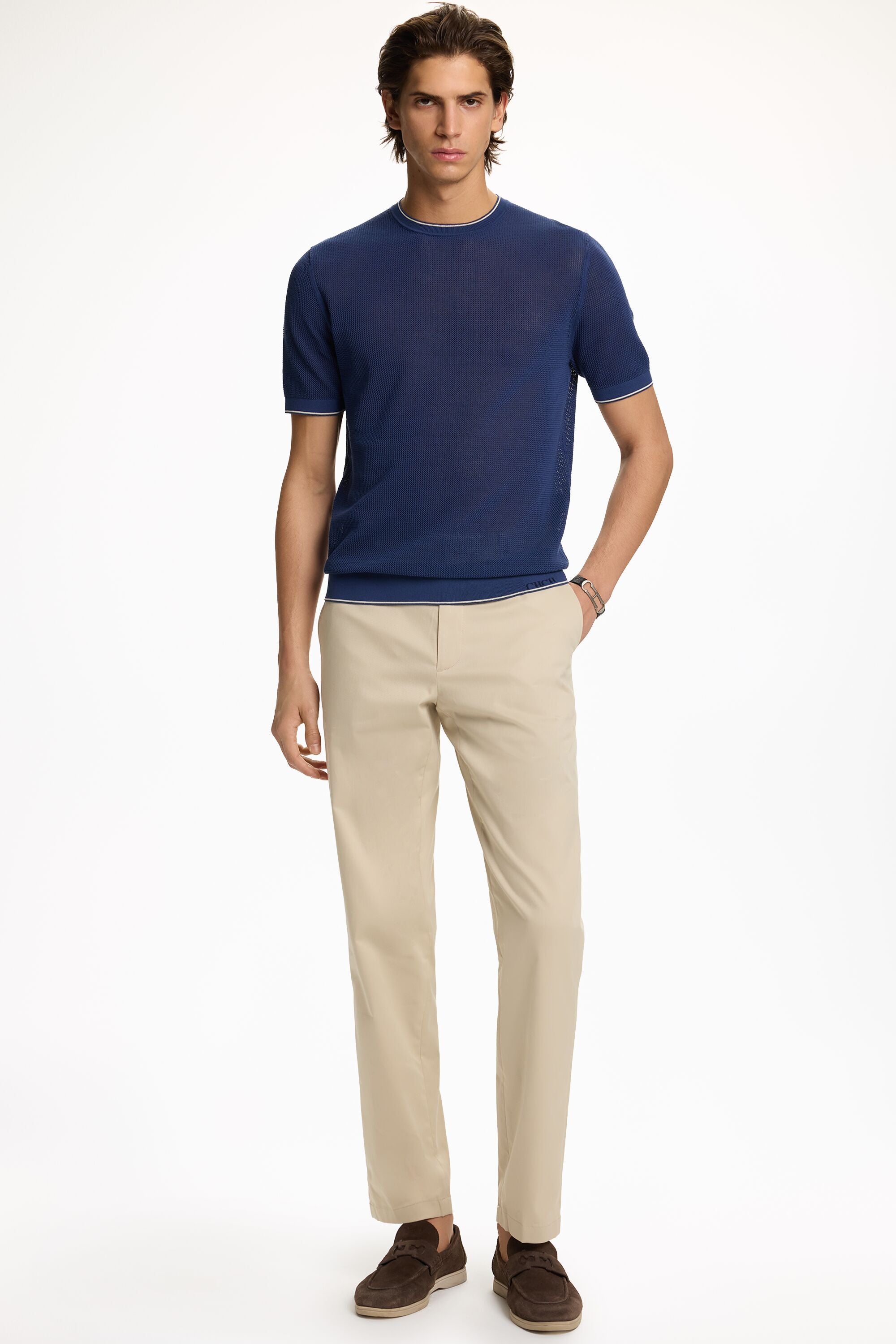 Cotton Micro Twill Regular Fit Chinos beige - CH Carolina Herrera