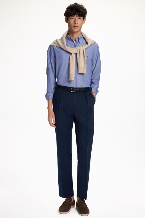 PANTALÓN RELAXED FIT DE MICROSARGA DE ALGODÓN