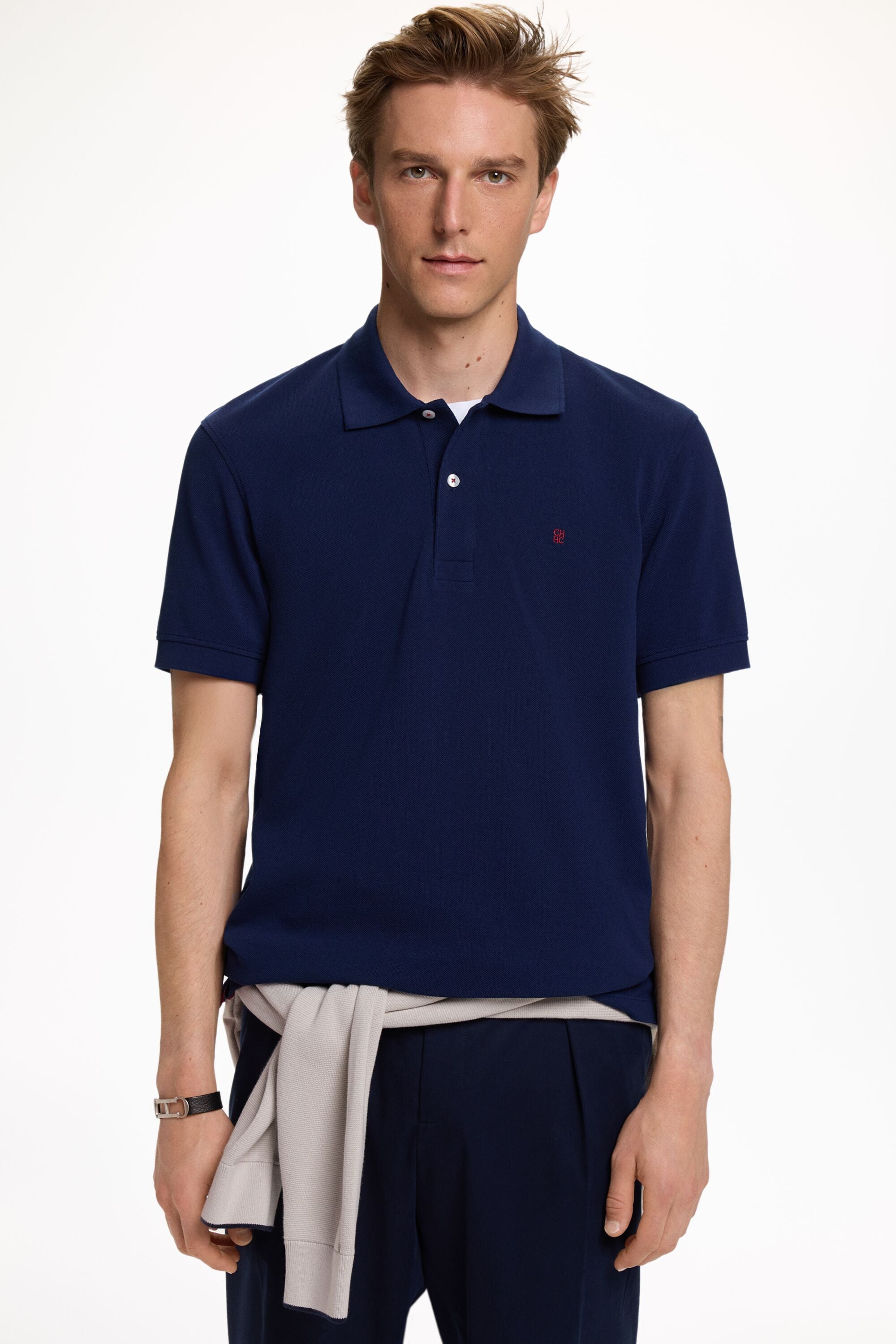 Piqué Polo Shirt navy - CH Carolina Herrera France