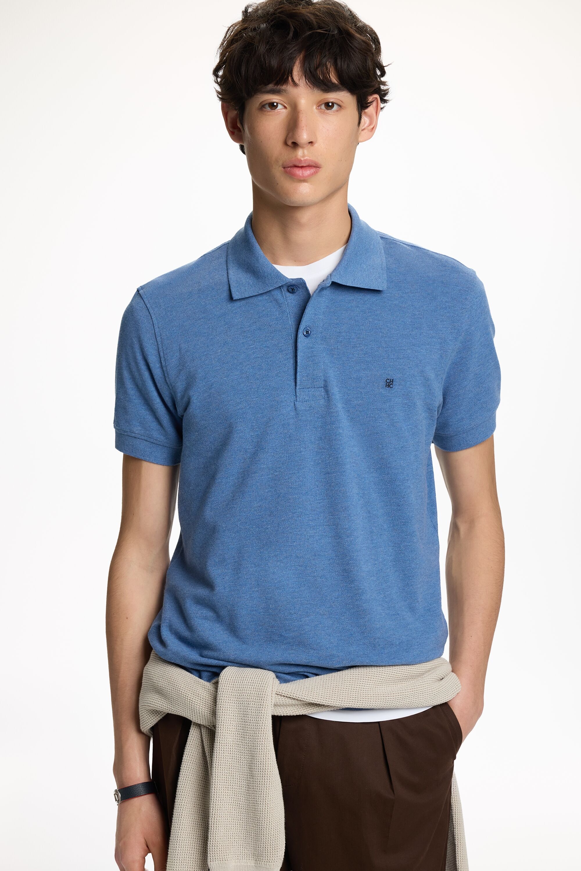Mélange Piqué Polo Shirt