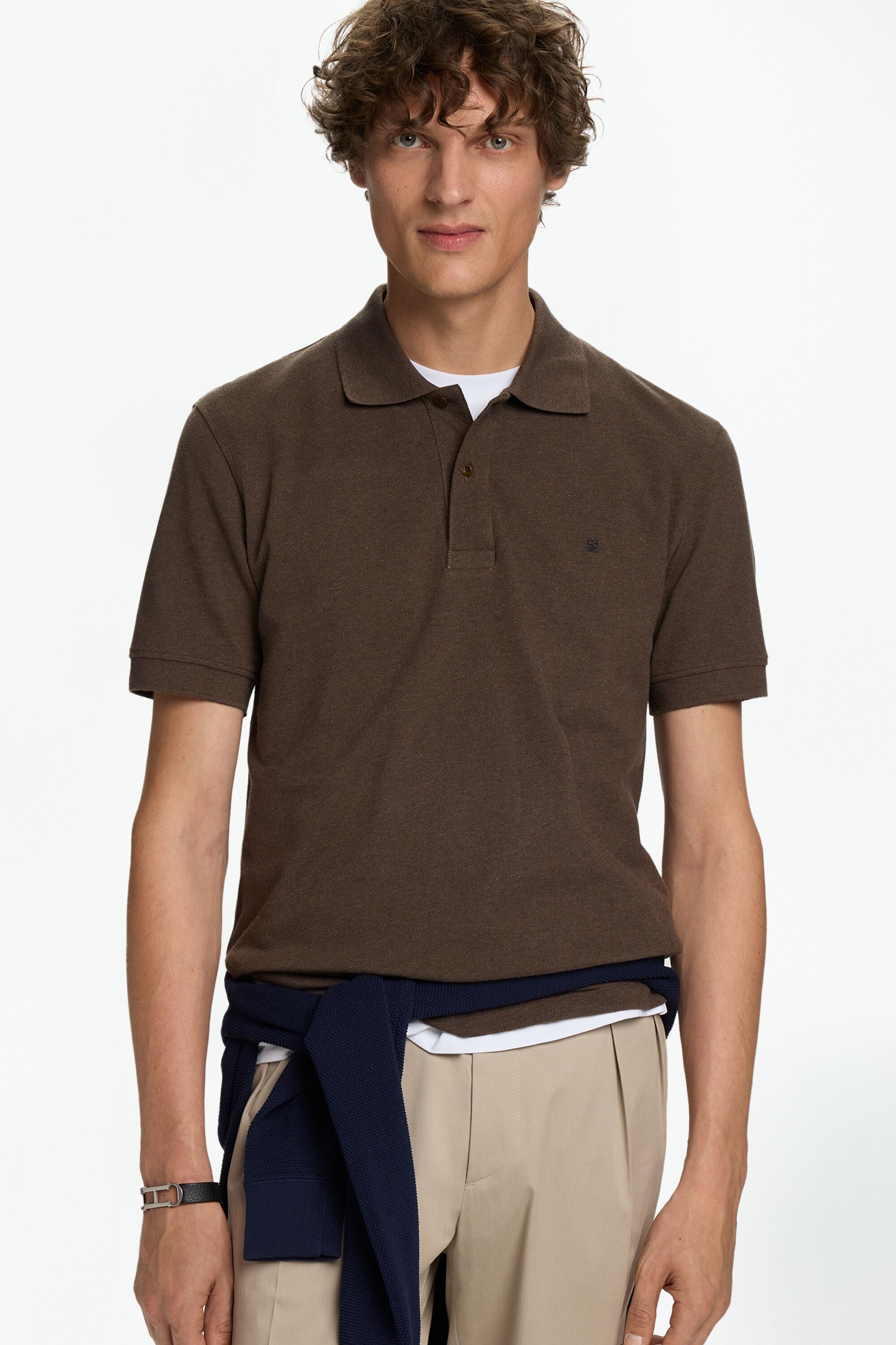 Mélange Piqué Polo Shirt