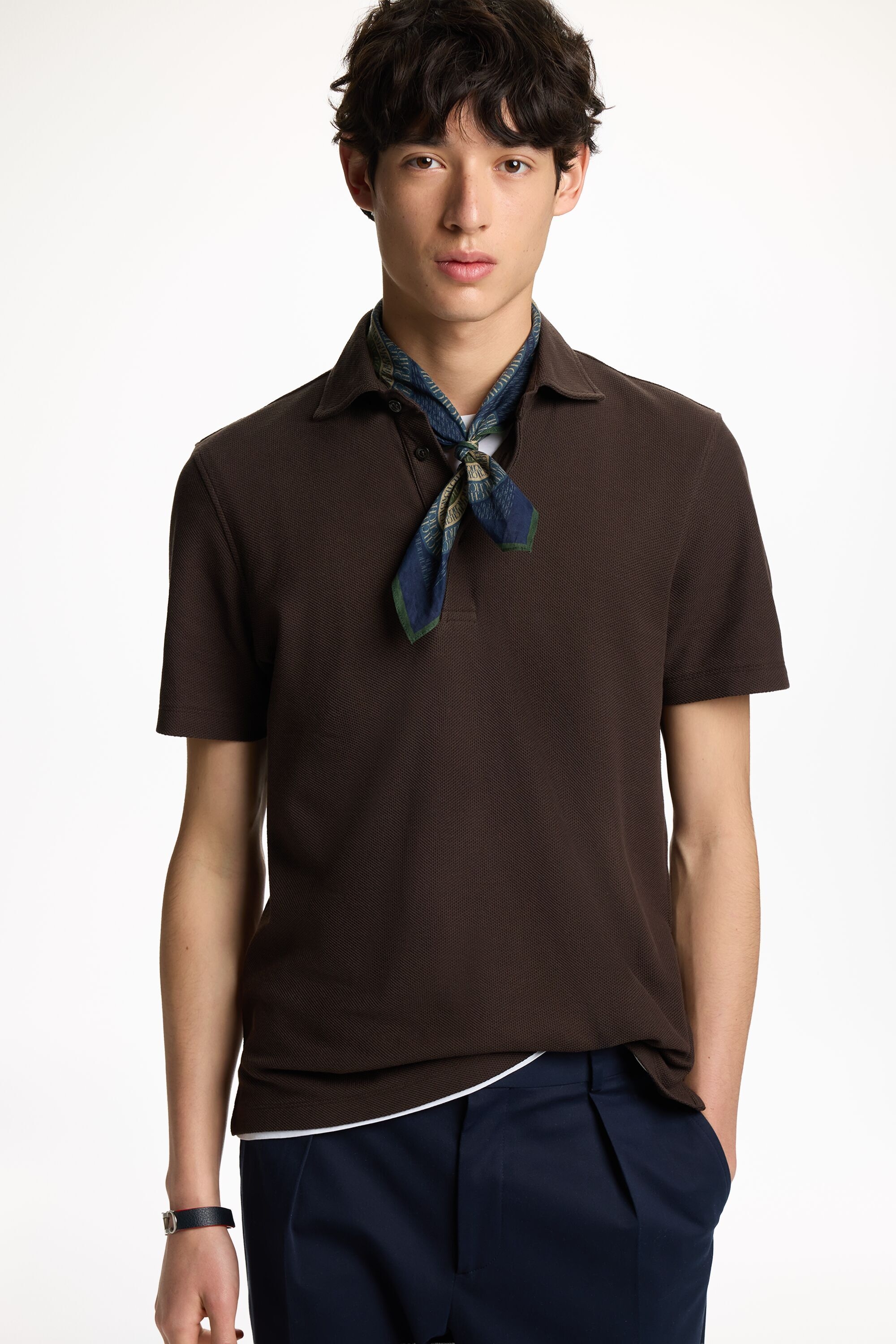 Piqué Shirt-Collar Polo Shirt