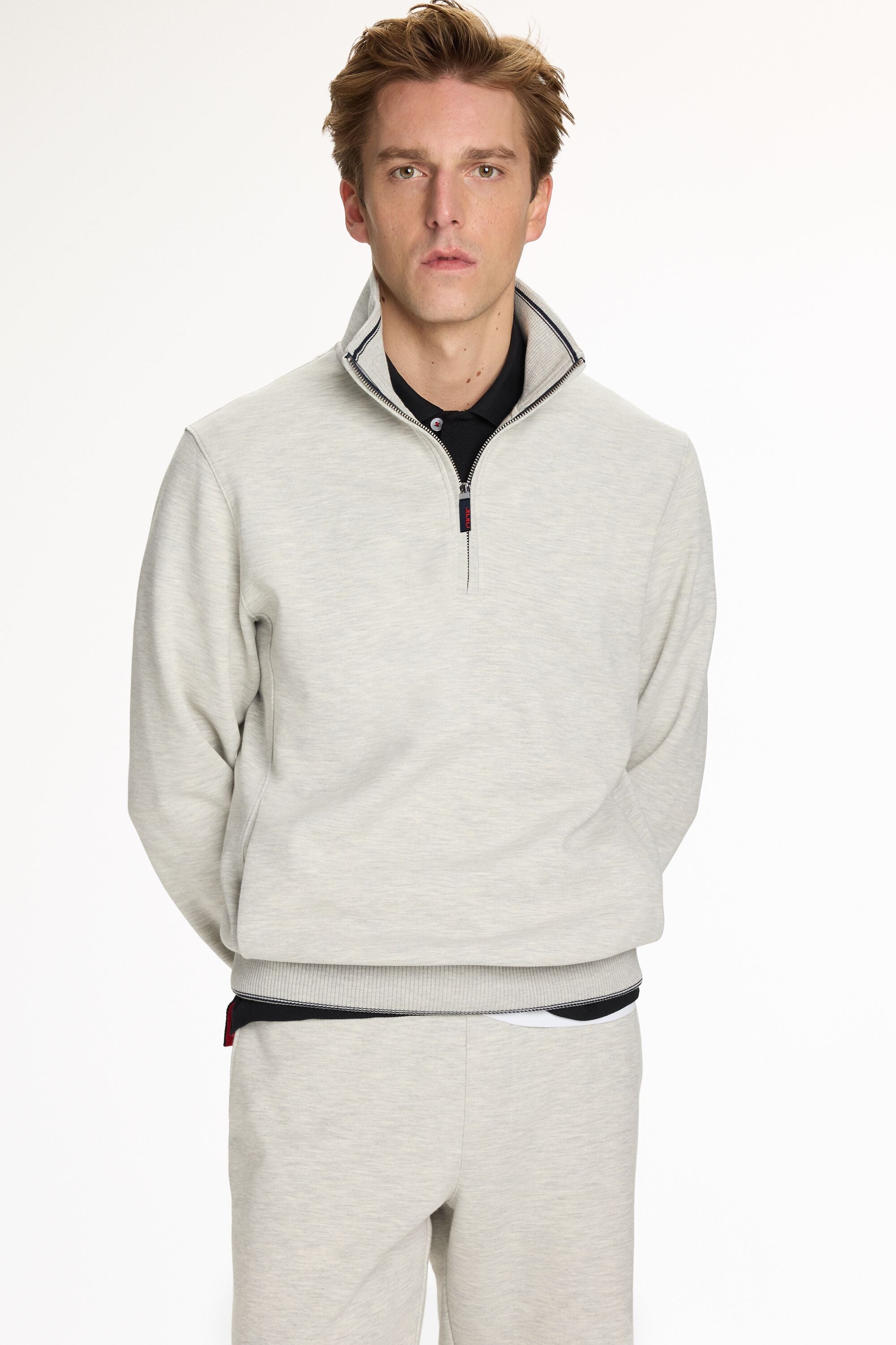 Technical Half-Zip Sweatshirt beige melange - CH Carolina Herrera
