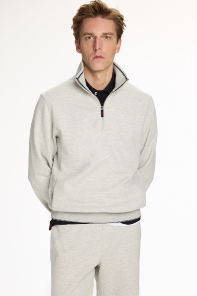 Technical Half-Zip Sweatshirt - BEIGE MELANGE