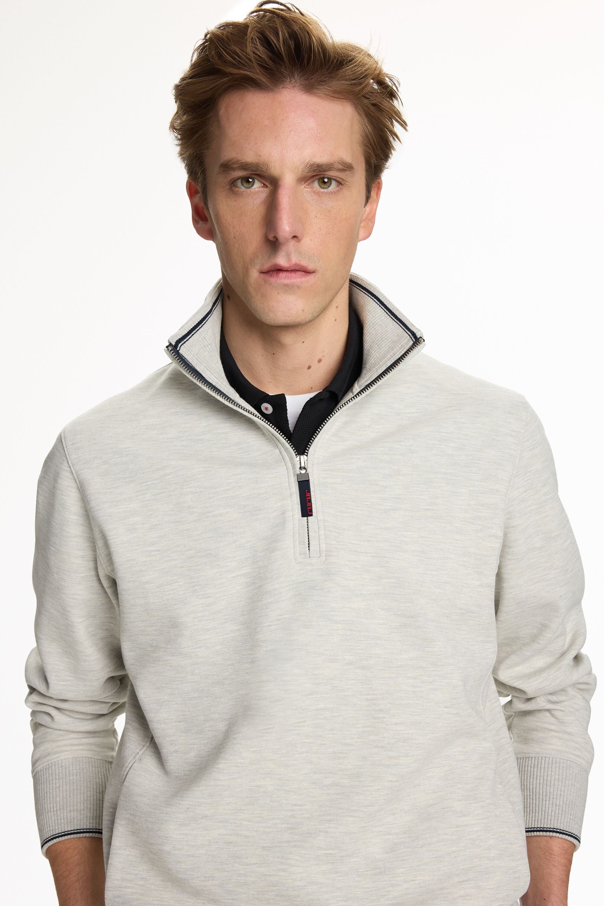 Technical Half-Zip Sweatshirt beige melange - CH Carolina Herrera