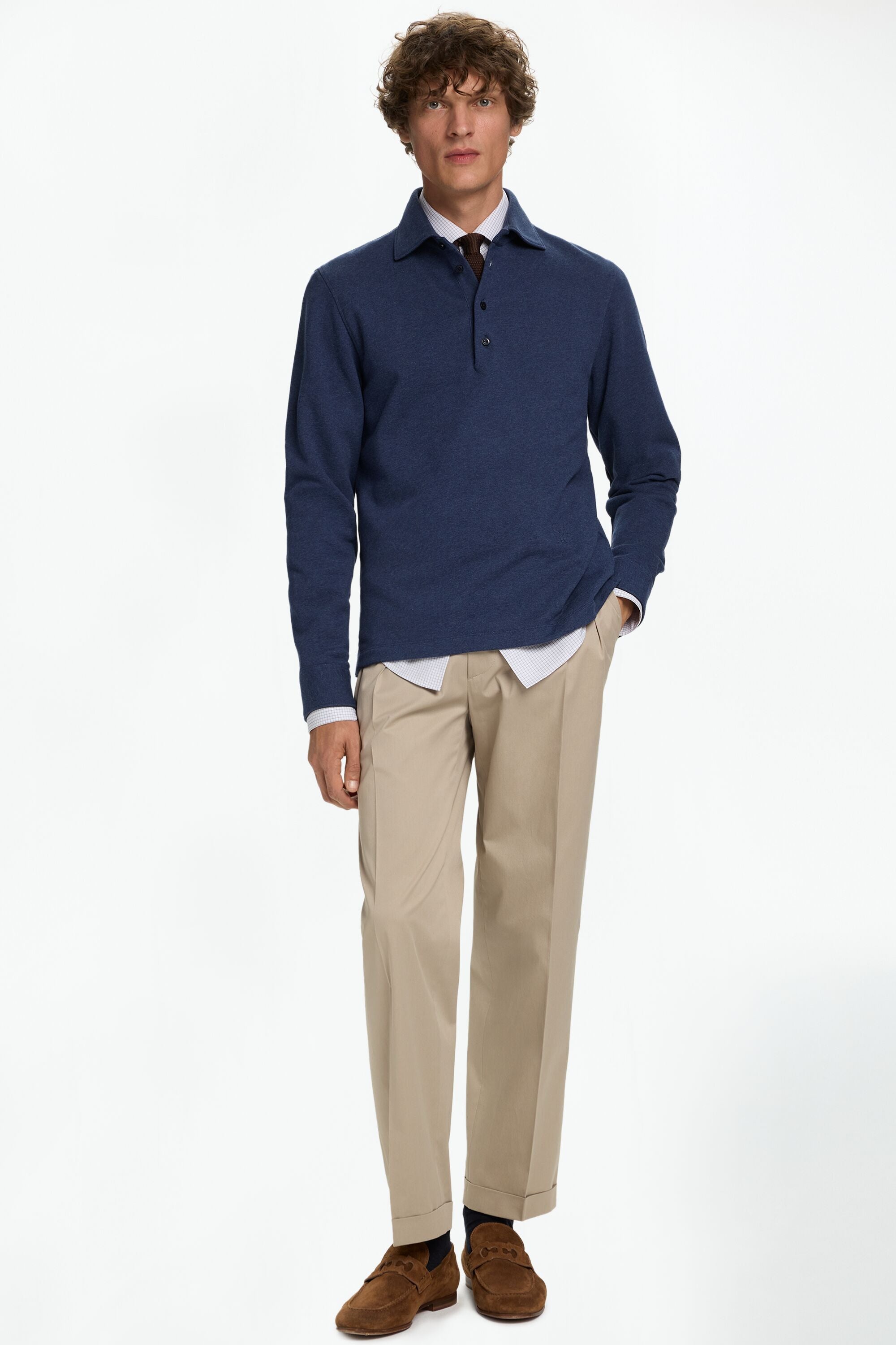 Fleece Polo Collar Sweatshirt ink blue - CH Carolina Herrera