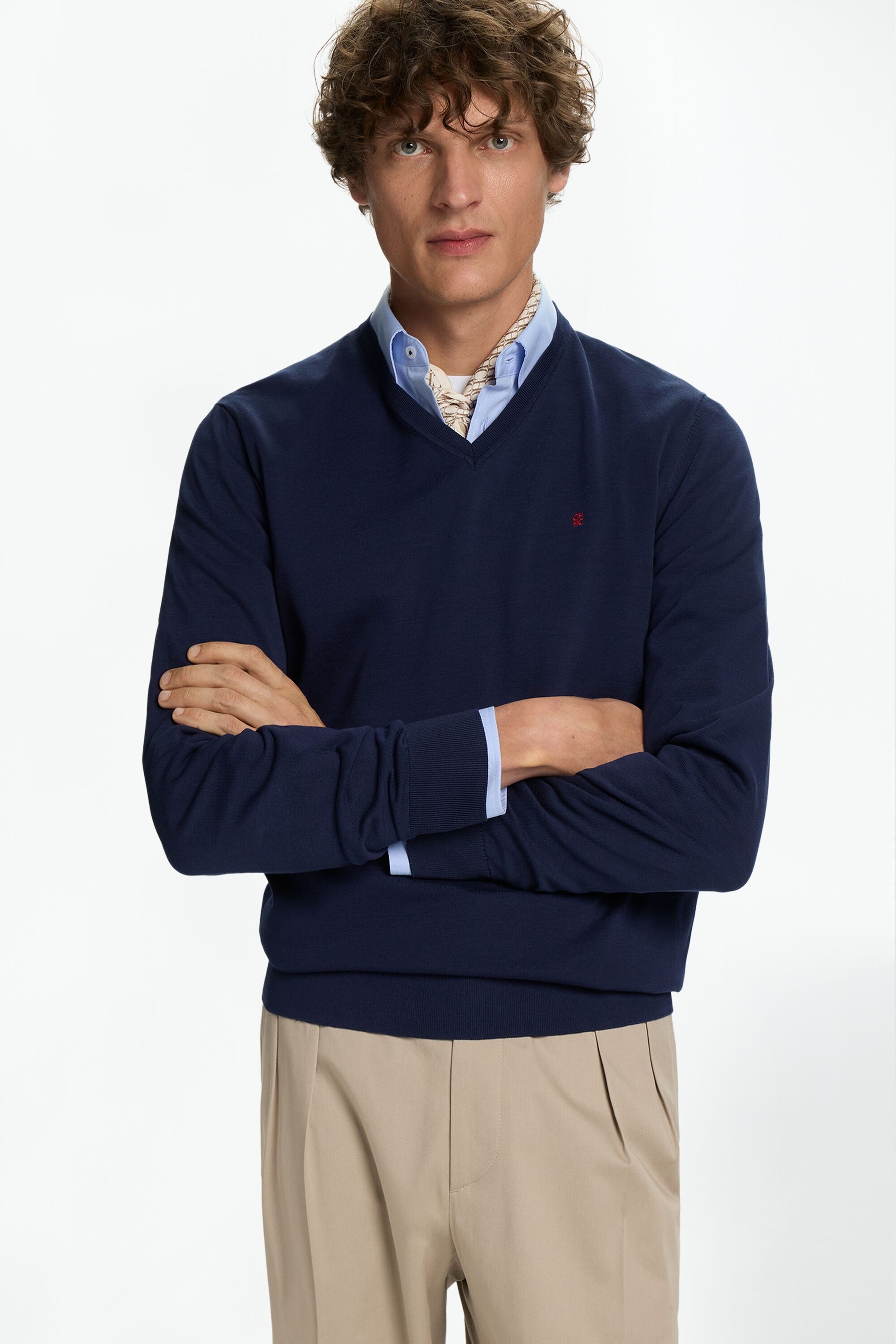 Gassed Cotton V-Neck Sweater