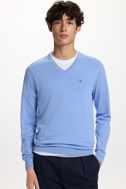GASSED COTTON V-NECK SWEATER