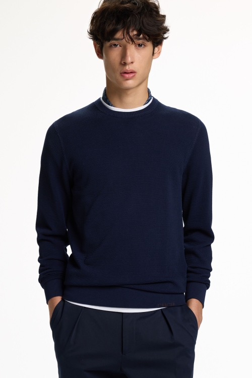 TEXTURED GASSED COTTON SWEATER