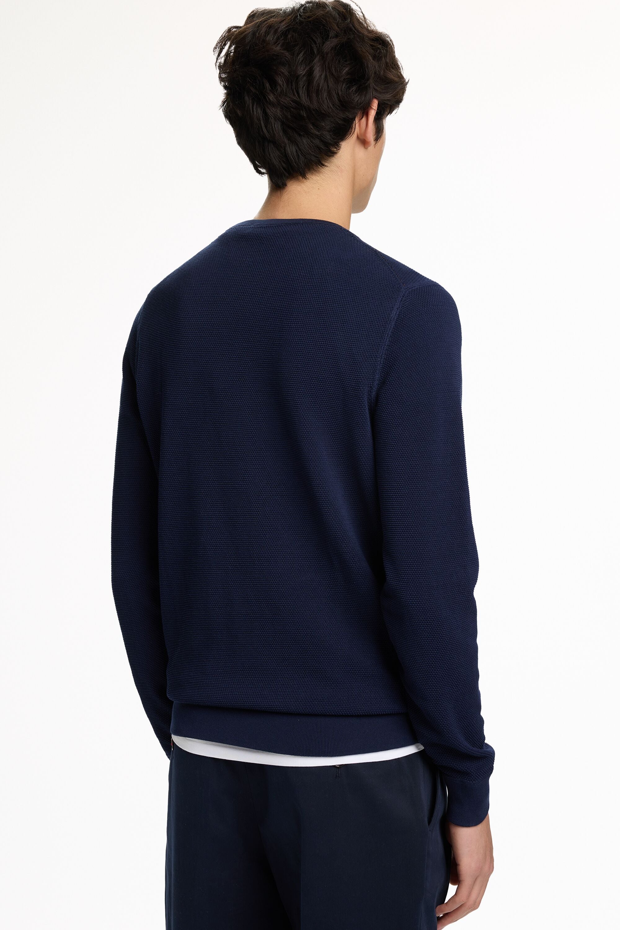 Textured Gassed Cotton Sweater navy - CH Carolina Herrera United