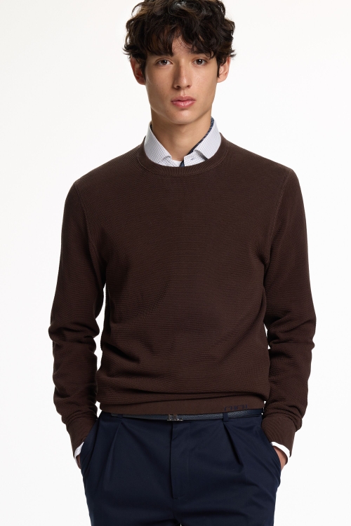 TEXTURED GASSED COTTON SWEATER
