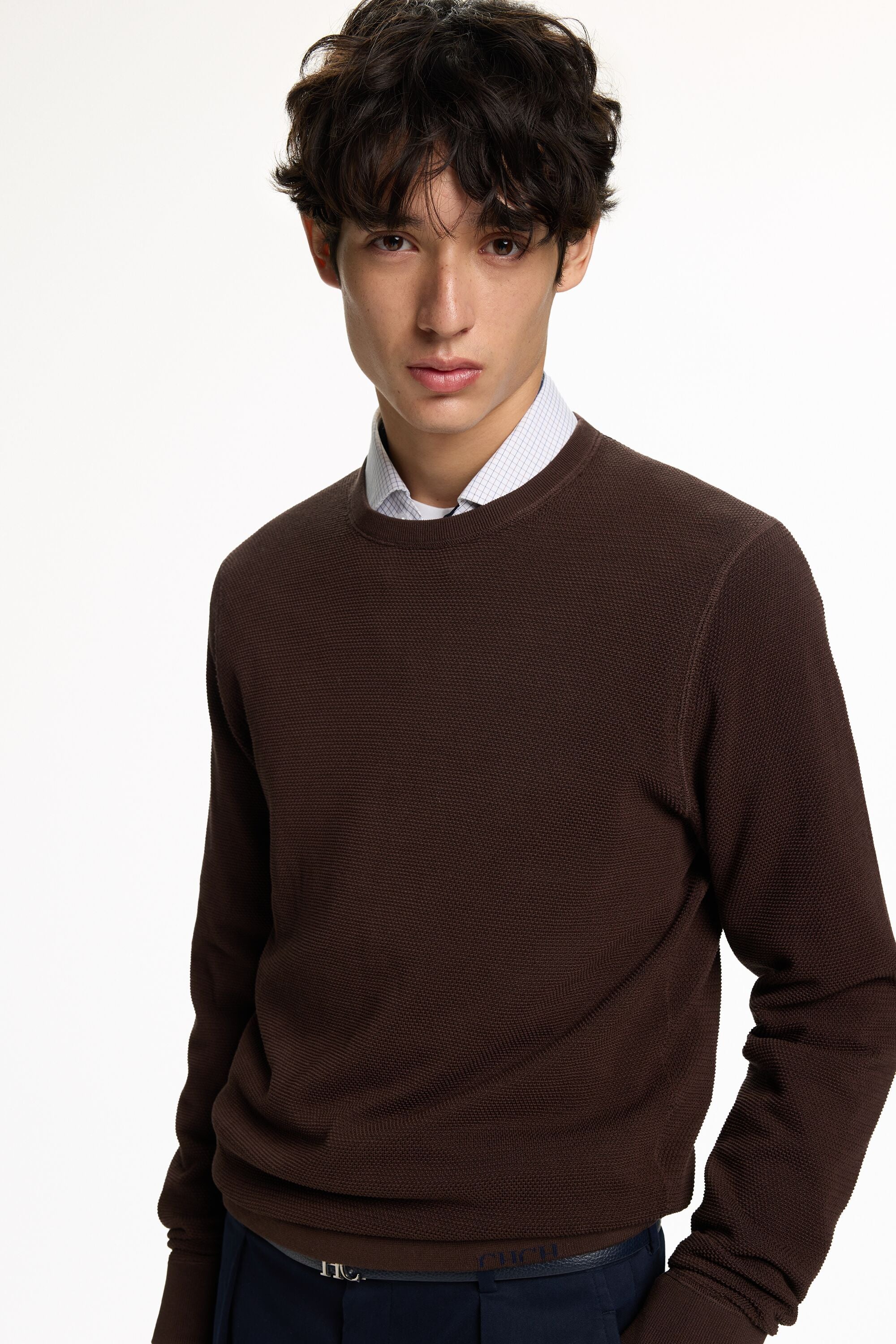 Textured Gassed Cotton Sweater brown - CH Carolina Herrera United 