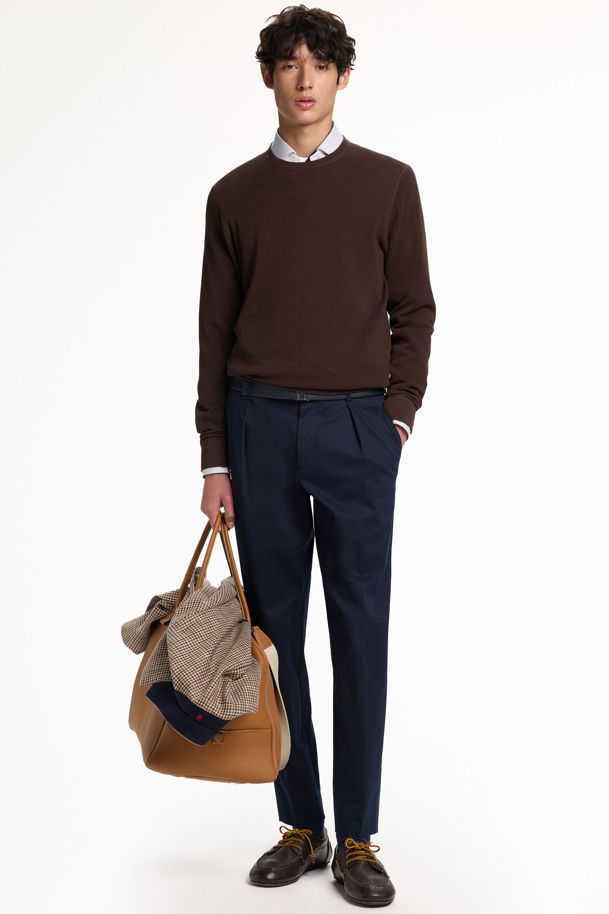 Textured Gassed Cotton Sweater brown - CH Carolina Herrera United 