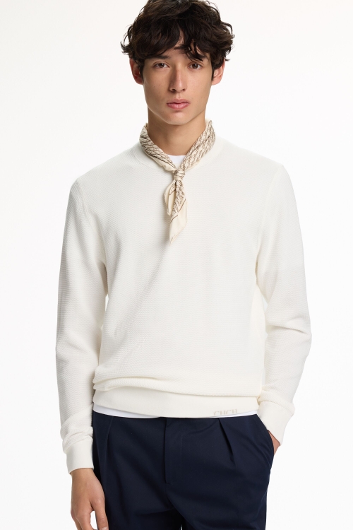 TEXTURED GASSED COTTON SWEATER