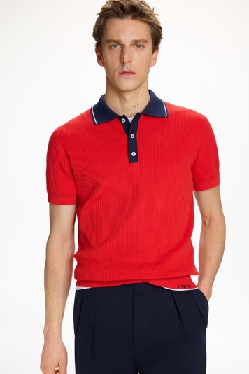 Textured Knit Polo Shirt