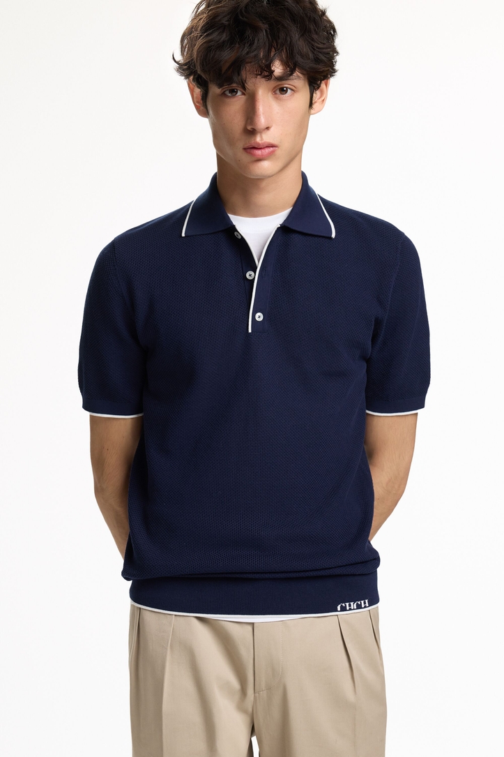 Textured Knit Polo Shirt