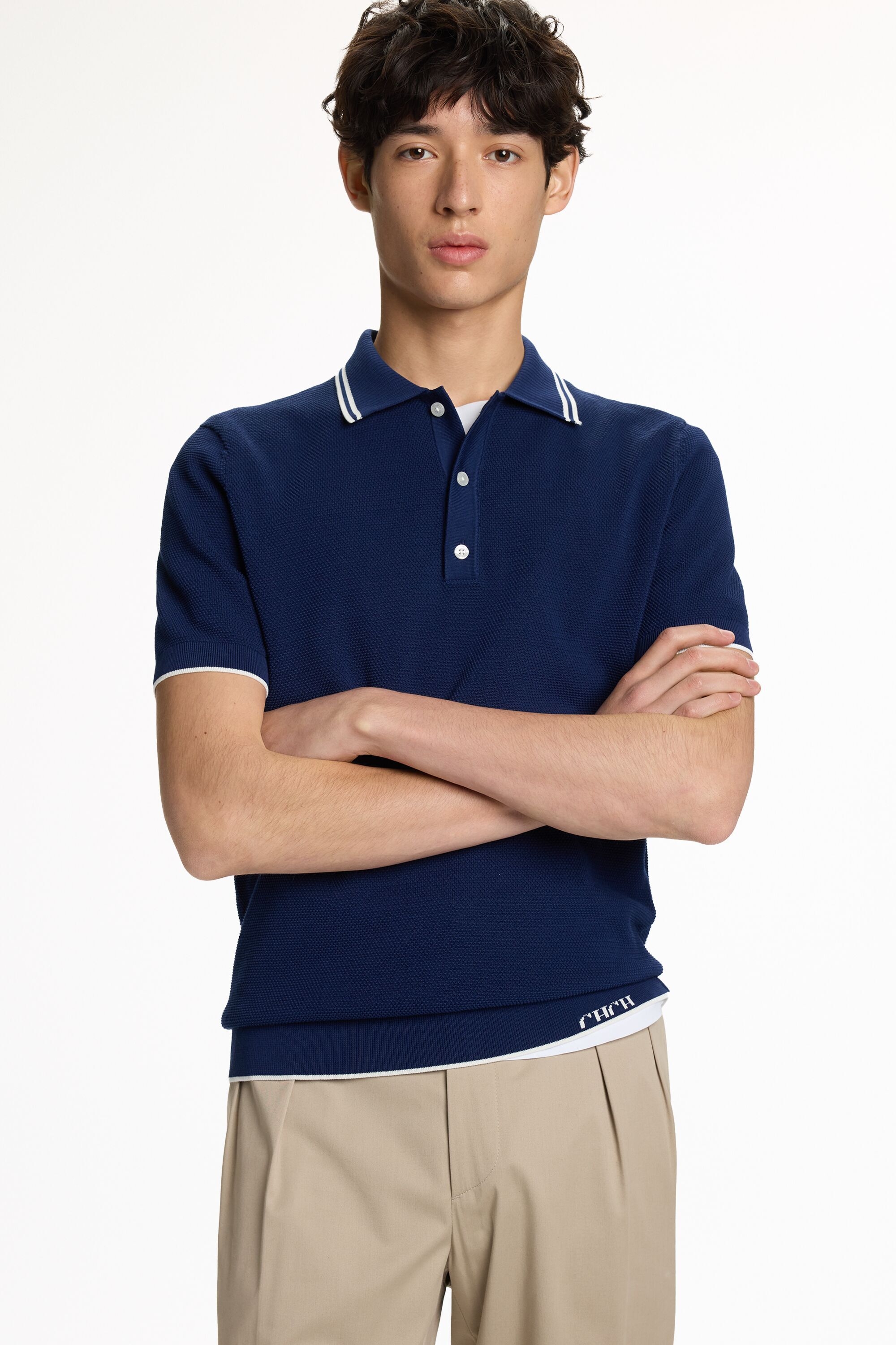 Textured Knit Polo Shirt