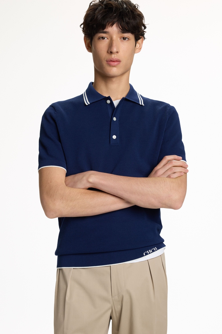 Textured Knit Polo Shirt