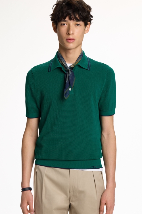 TEXTURED KNIT POLO SHIRT