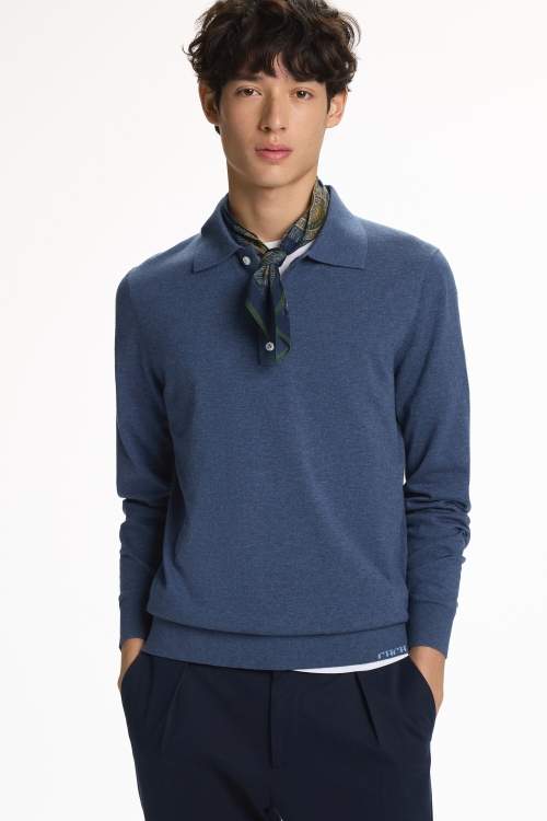 COTTON MERINO WOOL KNIT POLO SHIRT