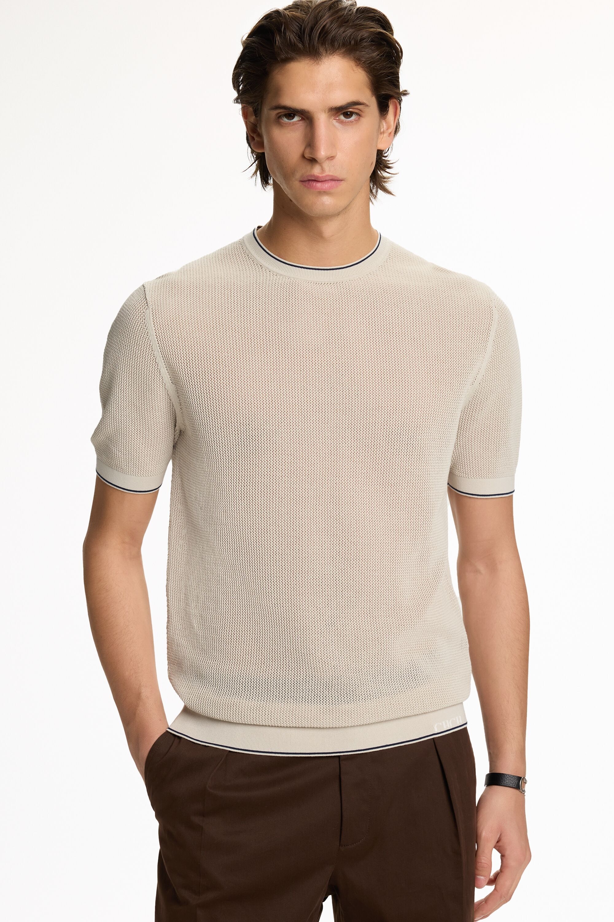 Gassed Cotton Short-Sleeved Sweater