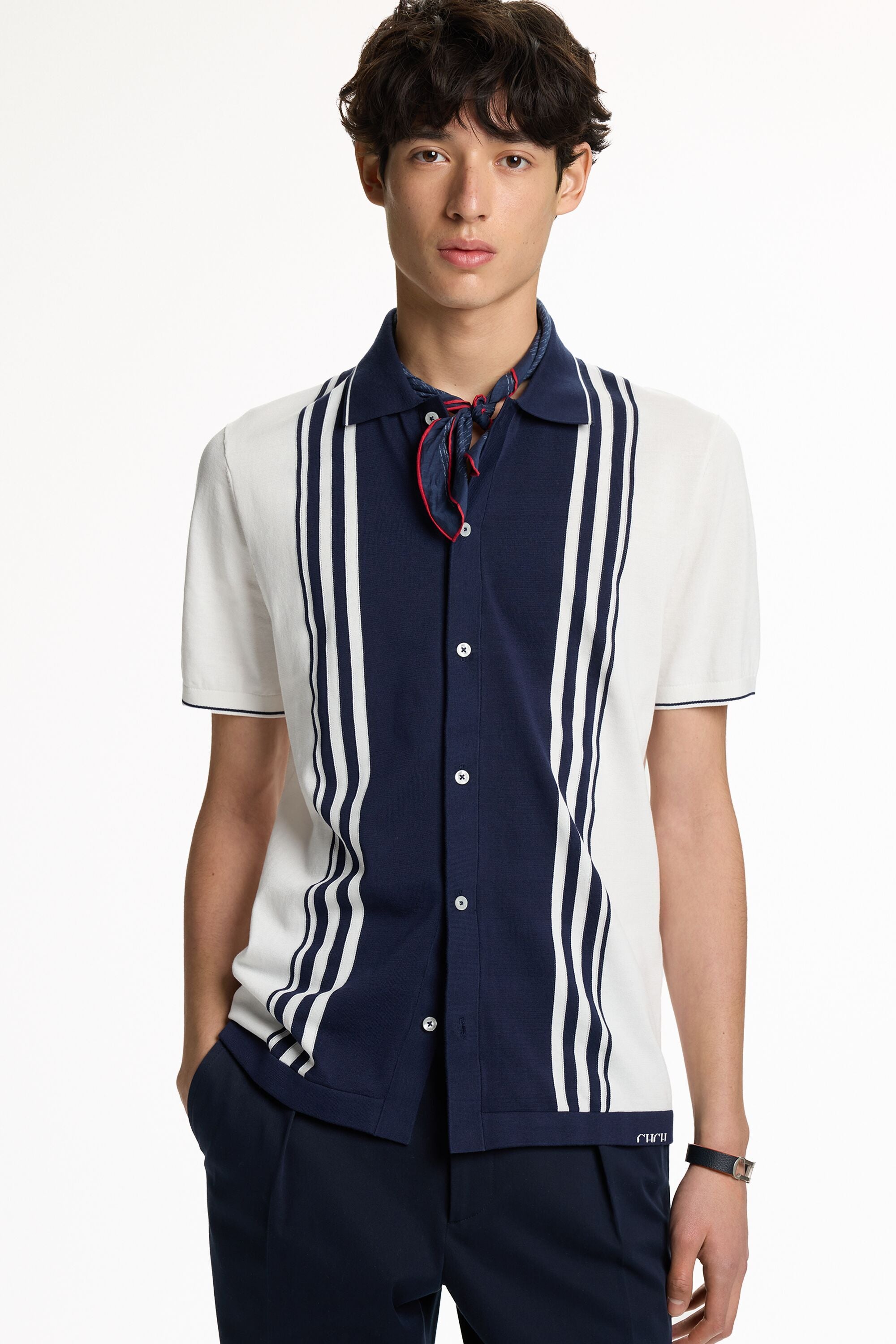 Striped Knit Shirt navy/ecru - CH Carolina Herrera Finland