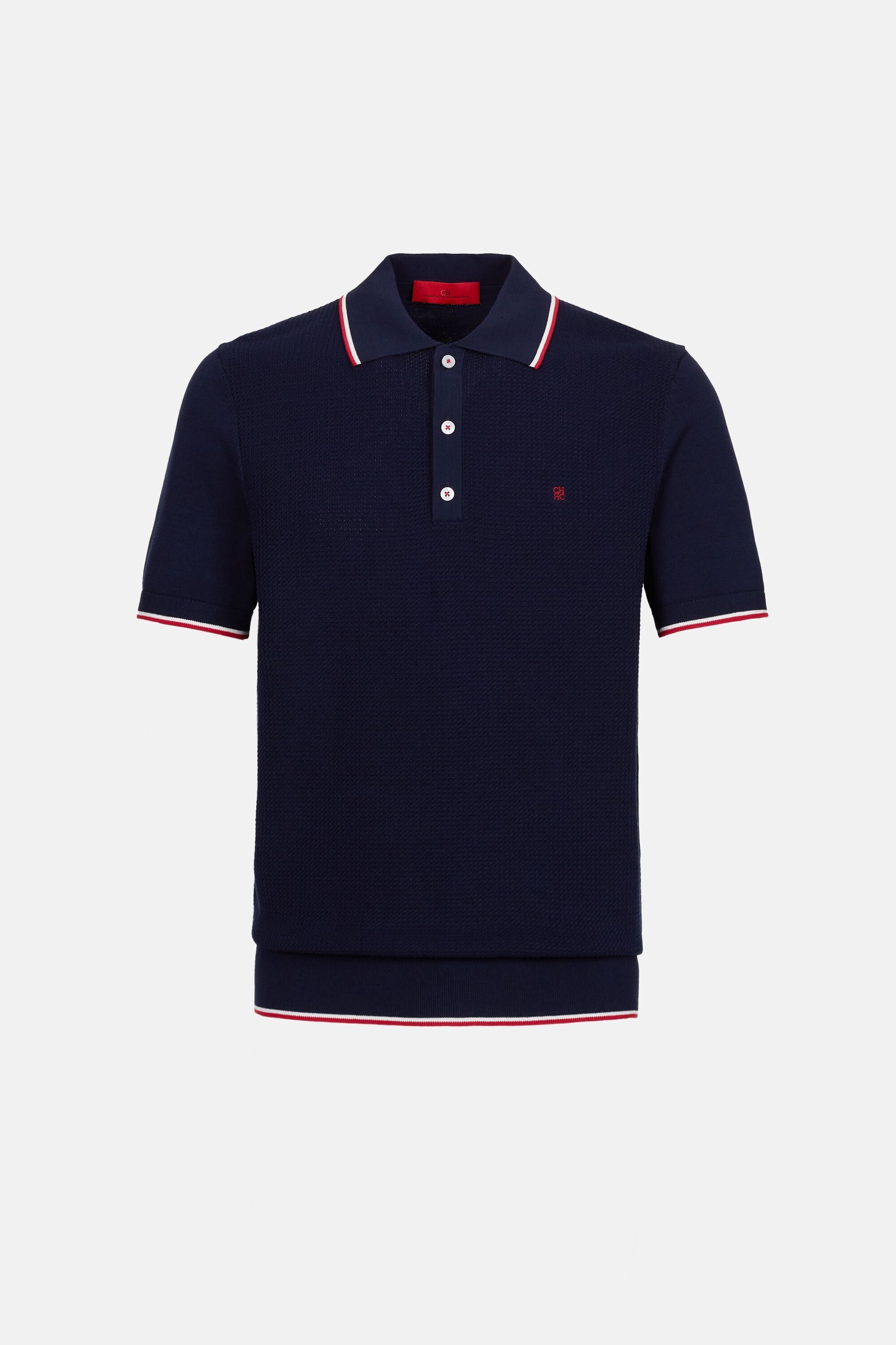 Textured Knit Polo Shirt navy - CH Carolina Herrera United States
