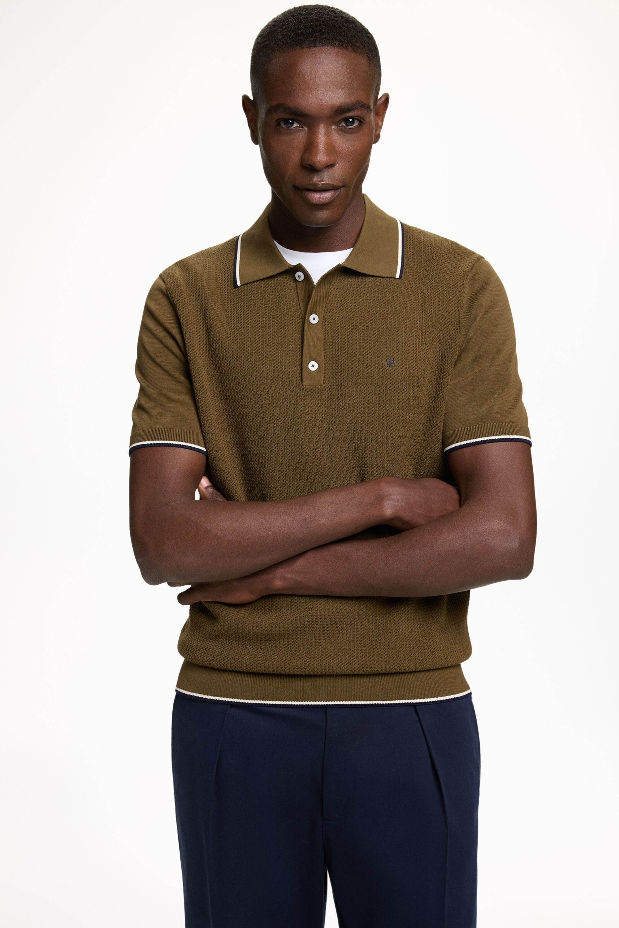 Textured Knit Polo Shirt