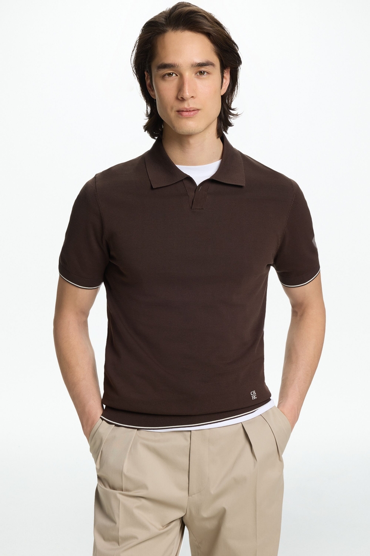 Knit Open Polo Shirt