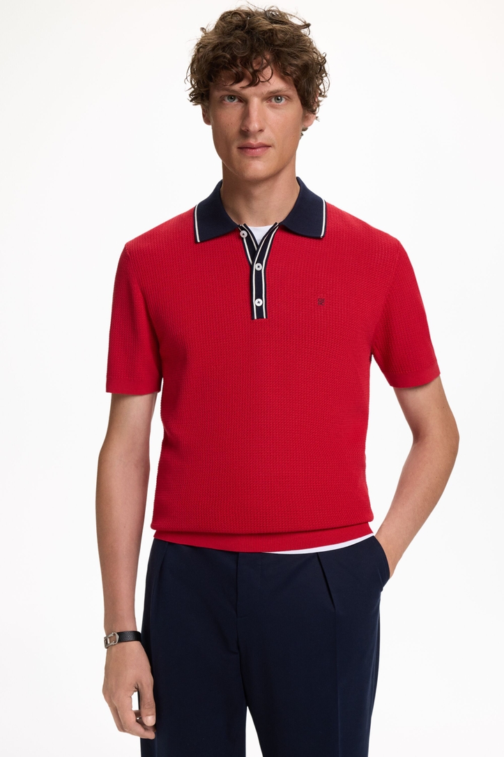 Pointelle Knit Polo Shirt