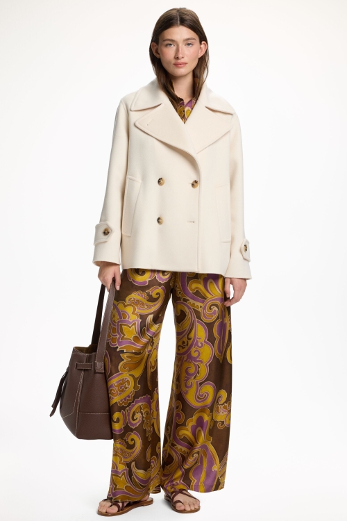 DOUBLE-FACED WOOL DOUBLE-BREASTED SHORT COAT