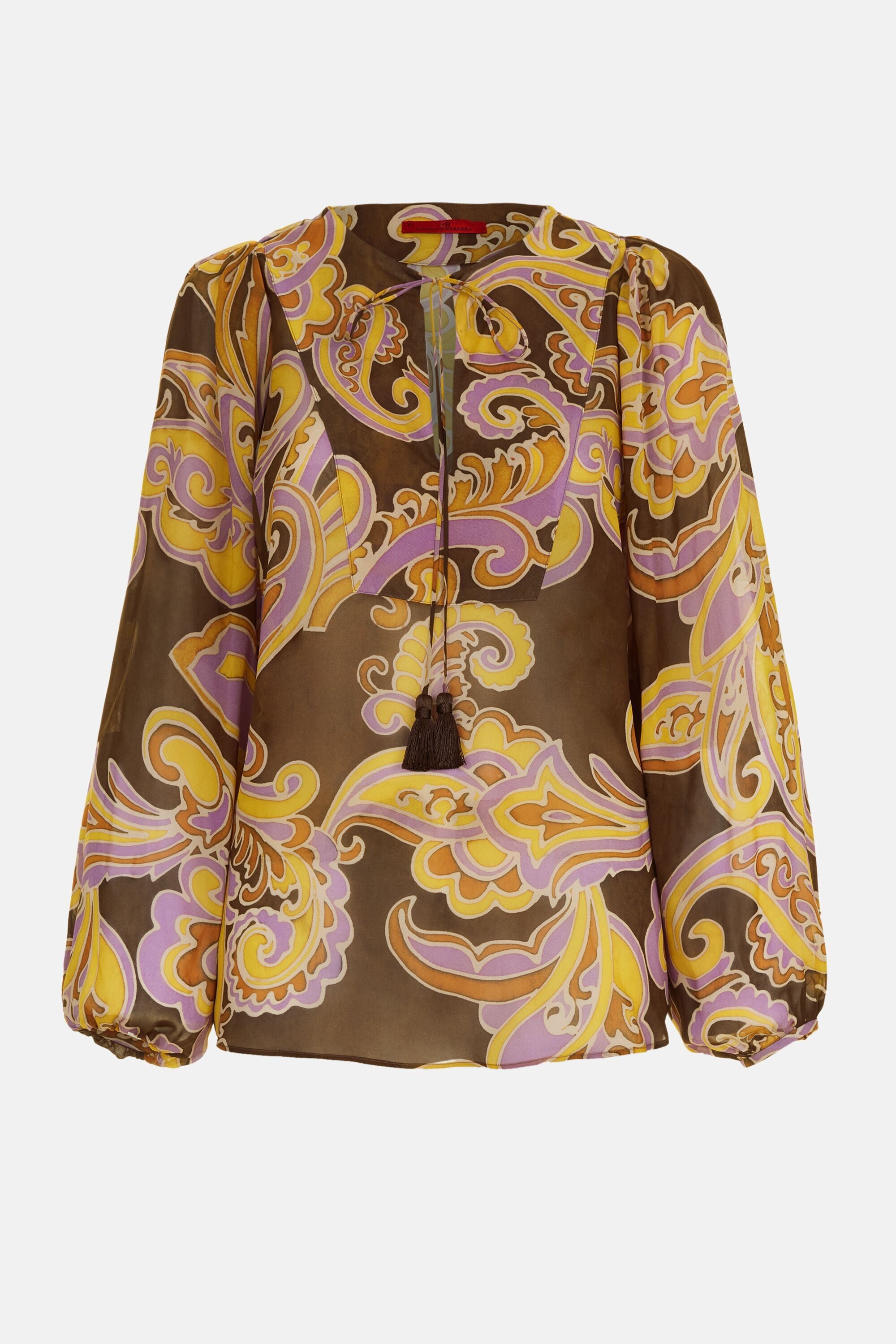 Paisley Print Chiffon Straight-Fit Blouse brown/multicolor - CH