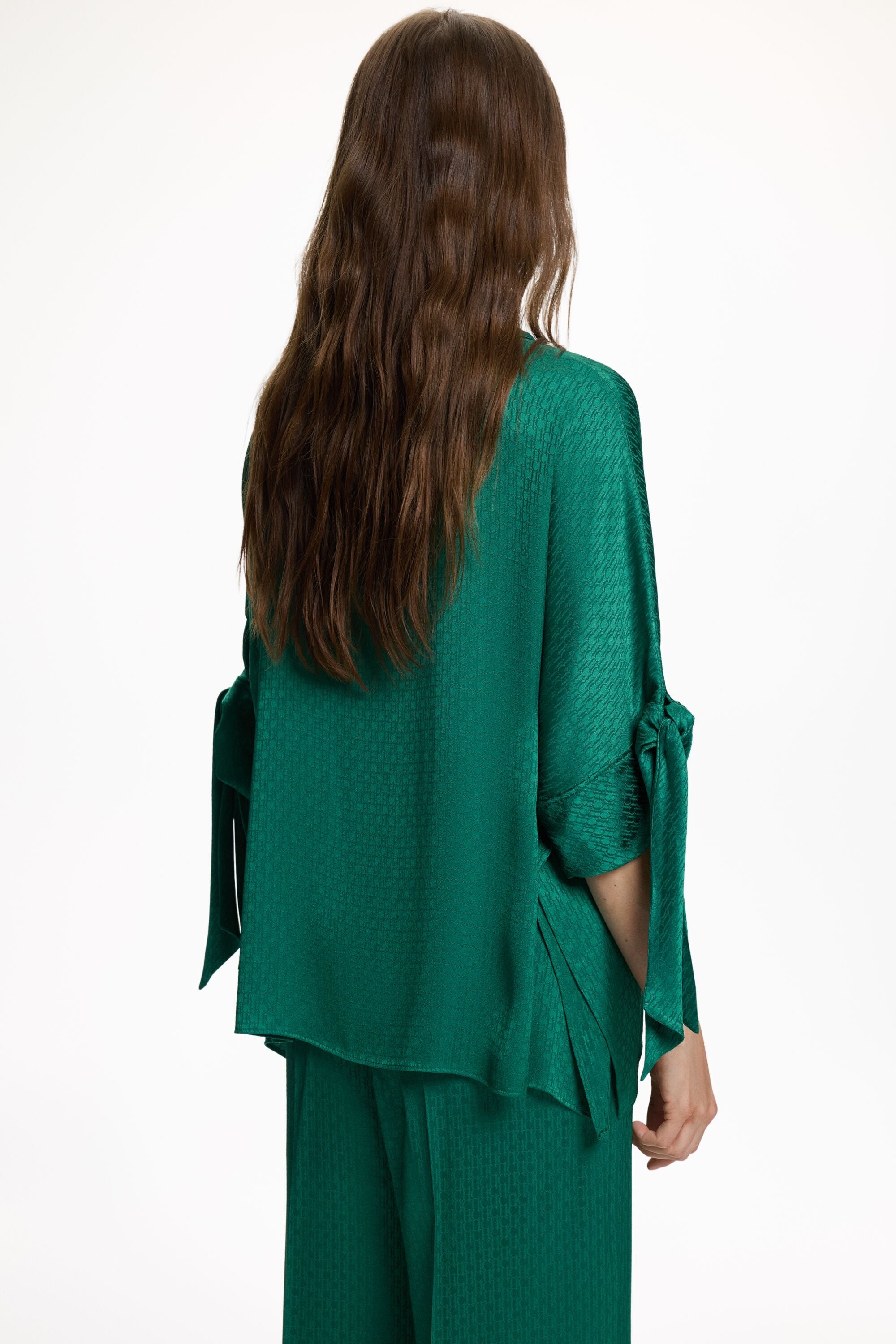 Crepe Oversize Top with CH Jacquard green - CH Carolina Herrera