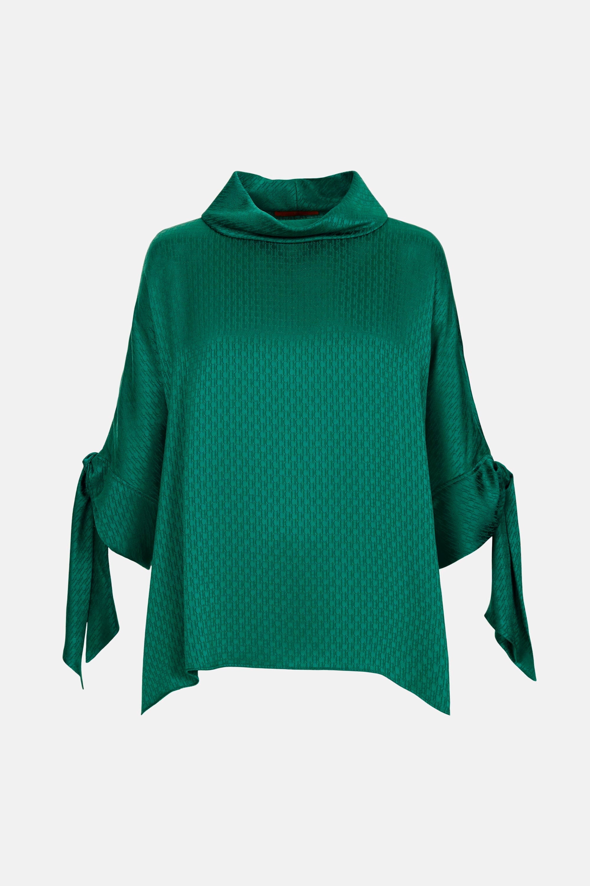 Crepe Oversize Top with CH Jacquard green - CH Carolina Herrera