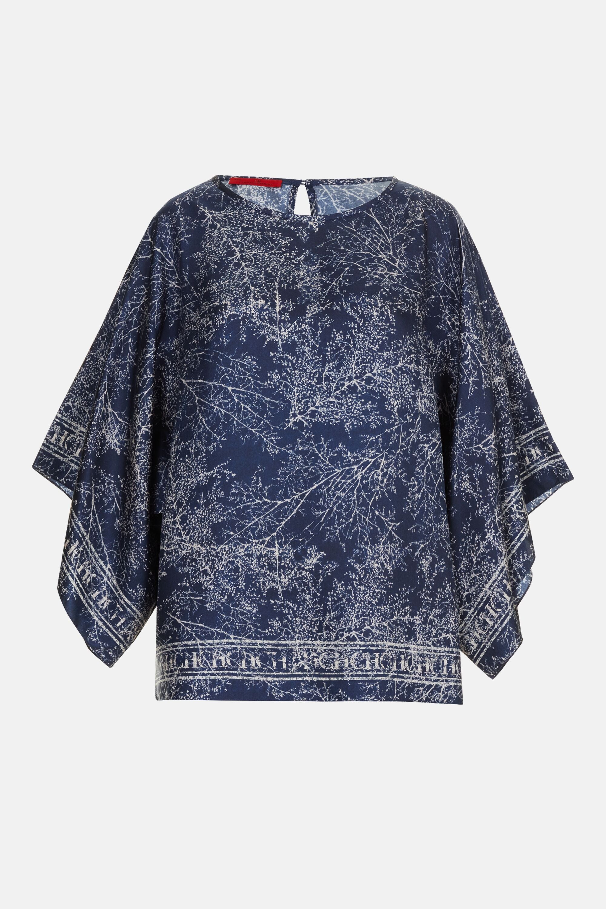 Sakura Print Silk Twill Oversize Top blue - CH Carolina Herrera