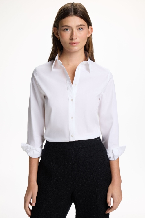 POPLIN FITTED SHIRT WITH PEARLS
