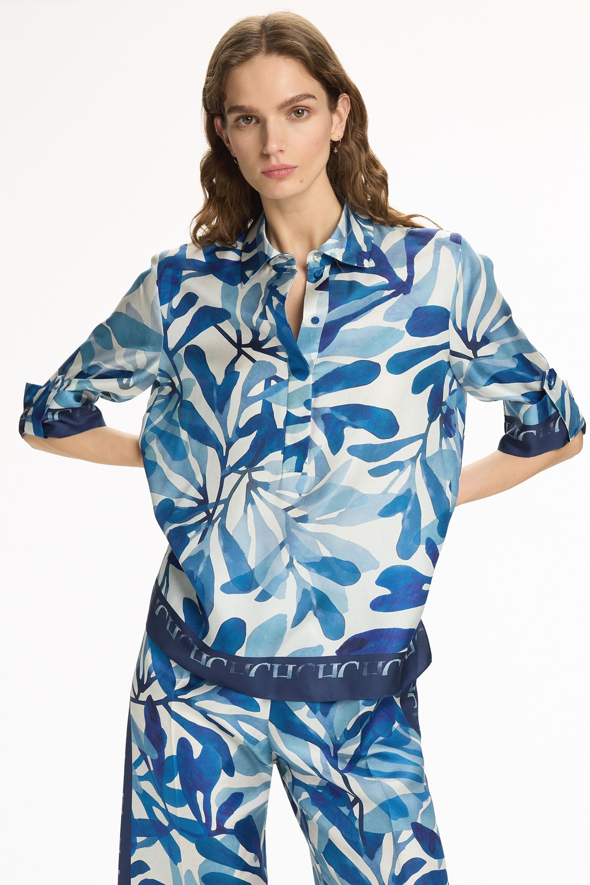 Seaflora Print Silk Twill Straight-Fit Shirt