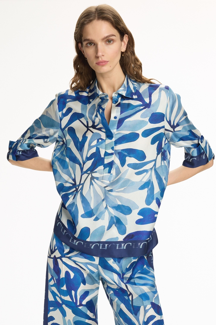 Seaflora Print Silk Twill Straight-Fit Shirt